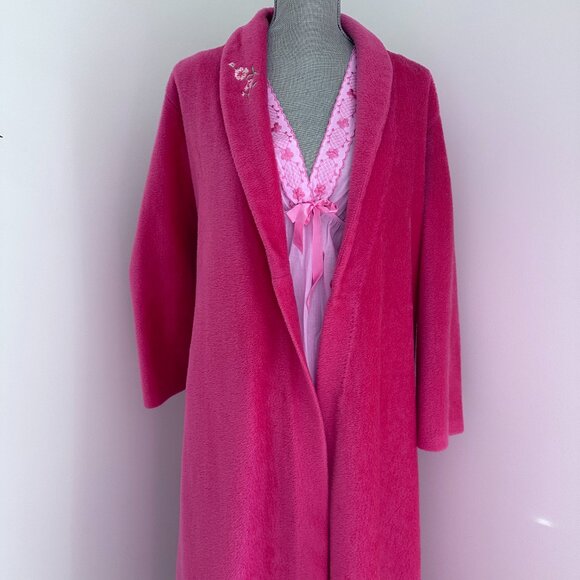 Vintage Robe & Nightie sz M-L - Fuchsia - Picture 1 of 14